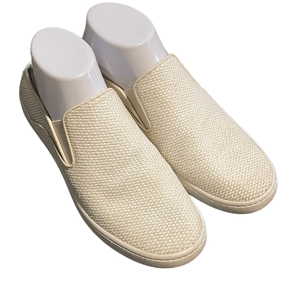 Vince Cream Leather “Woven”‎ Slip-on Sneaker, Clog, Size 7, EUC
